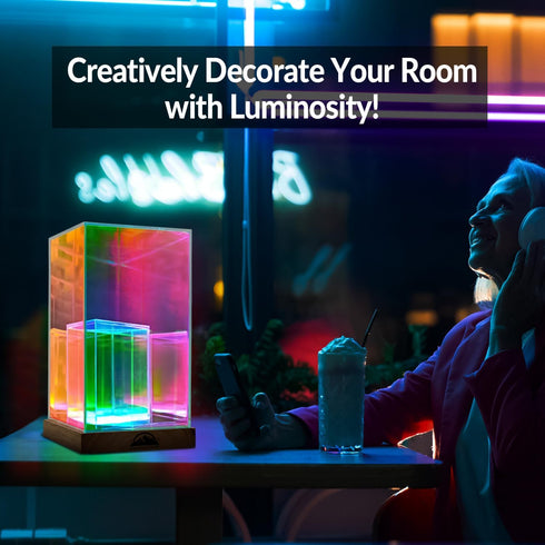 Himalayan Glow Acrylic Display Lamp with USB, LED Night Light for Bedroom, Living Room & Office, Soft Glow Acrylic Panel with Wooden Base, Aesthetic Décor